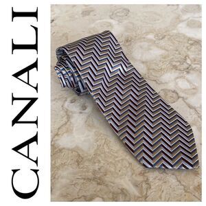 Canali 100% Silk Geometric Pattern Tie Made in Italy